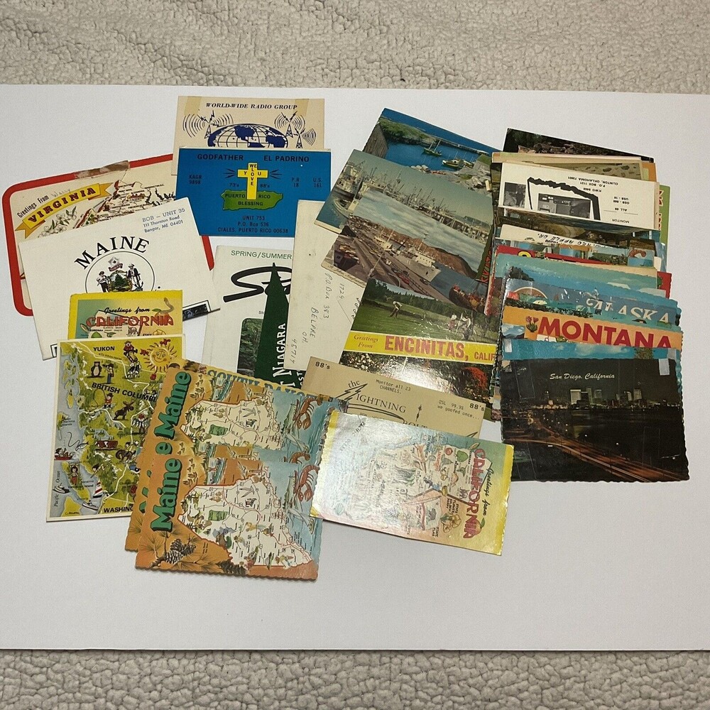 Huge Lot Vintage 1970s-80s CB Radio QSL Cards - 9oz Ephemera for Junk Journals